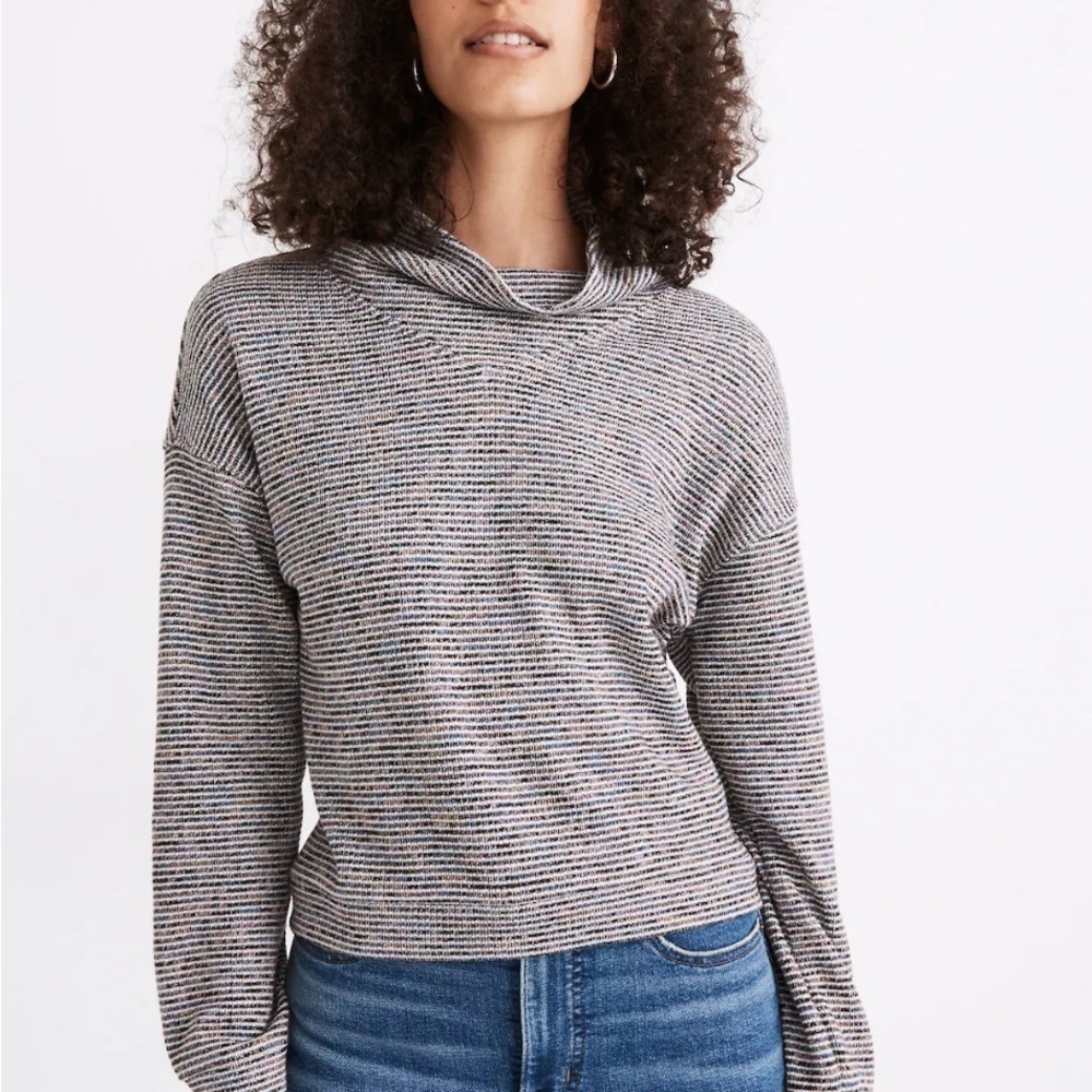 Madewell Rainbow Textured Ribbed Turtleneck Top, size small